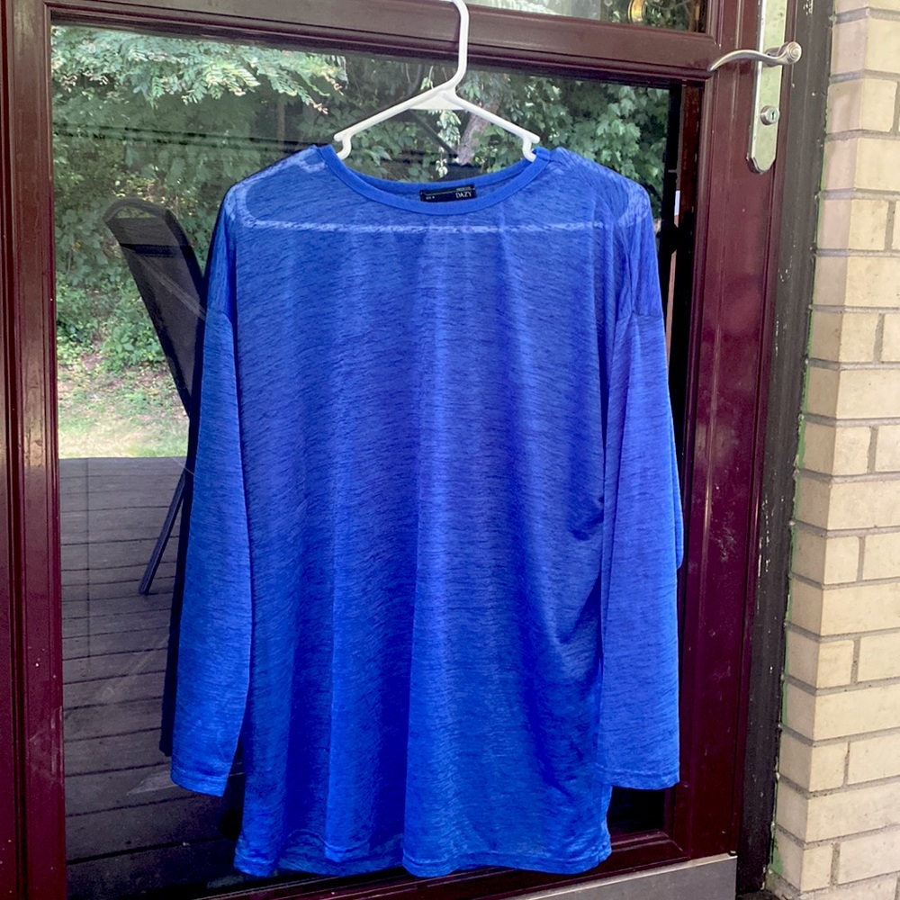Blue Coverup shirt, see through, good for covering up a bathing suit top!!